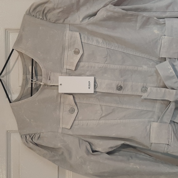 Hudson Women's Denim Long Puff Sleeve in Antarctica color Jumpsuit medium price - Picture 8 of 13